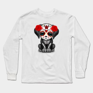 Cute Red Day of the Dead Puppy Dog Long Sleeve T-Shirt